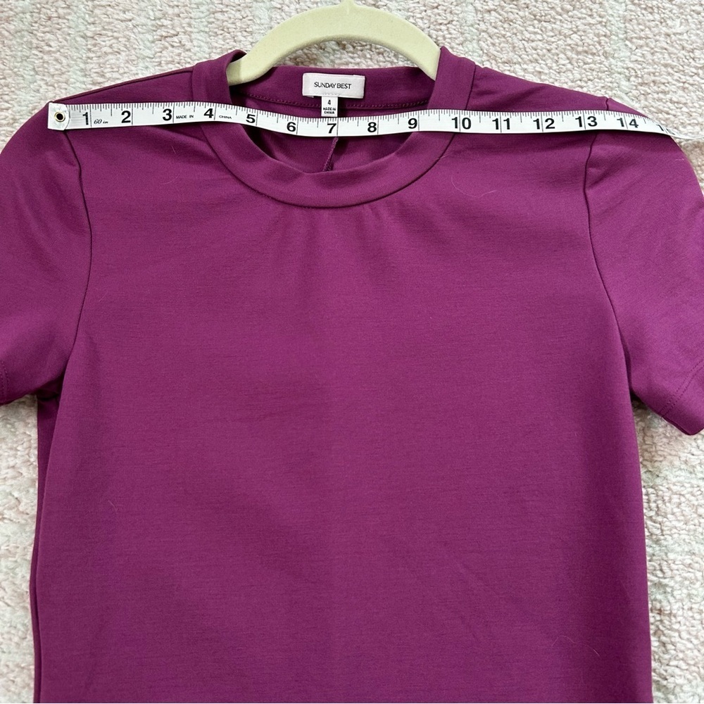 Aritzia Sunday Best Purple Ponte Knit Stretch Mini T Shirt Dress SZ 4 Spring - Picture 6 of 10